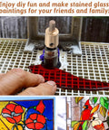 Stained Glass Diamond Grinder Bit Set With 1 3/4 Inch, 1/4 Inch, And 1/8 Inch Heads, Brass Core, used on red stained glass piece