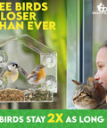 Window Bird Feeder With Ultra Strong Suction Cups For Easy Backyard Birding Clear Acrylic Body With Drain Holes And Removable Tray