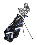 Tall Mens All In One Golf Club Set Right Handed With Driver Woods Hybrid Irons Putter Wedges Stand Bag And Headcovers Built For Beginners Ready To Play Black Blue