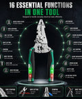 Heavy Duty 16 In 1 Foldable Wire Stripper With Integrated Voltage Tester Crimping Pliers And Screw Cutter image showing multi-functional tool design.