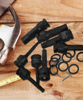 Kick Some Serious Gears With This 1/2 Impact Socket Set, Featuring Deep Thin Wall Hex Drives And A Wrench Adapter For Wheel Lock Lugs. black 1/2-inch impact socket set, adapter, O-rings and pins