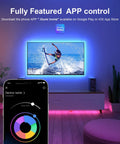 LED TV Backlight Kit 16.4 Feet RGB Strips for 55-75 Inch TV with App Remote, enhancing living room ambiance.