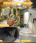 Adjustable Leaf Rake For Lawn And Garden 18 Inch Wide Metal Head 62 Inch Extendable Handle Back Saving Yard Cleanup Tool storage options