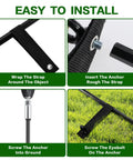 Installation steps of 18 Inch Ground Anchors Screw In Heavy Duty Kit Quad Pack With Wrenches And Straps for secure outdoor setups.