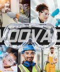 Anti-Fog Safety Goggles For Lab Use With ANSI Z87.1 Rating, Adjustable Fit Over Glasses Design, showcased in various lab environments