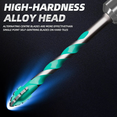 Heavy Duty Masonry Drill Bit Set With Ten Durable Carbide Tips For Cracking Concrete Brick And Tile Like A Pro, showcasing a high-hardness alloy drill head.