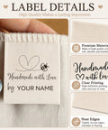 Next Level Custom Cotton Tags Straight Up Premium Fabric Sewing Labels For Quilting Knitting Handmade Clothing Branding Markers Machine Washable Care Instructions 40X50Mm with heart design and clear printing