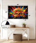 Eight Piece Peel And Stick Sound Absorbing Acoustic Panels Featuring Kitschy Burger Artwork 48x32 inches decorative wall tiles