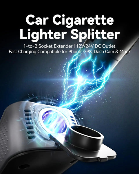 Snapped Into Your Cigarette Lighter This 150W Car Power Inverter with dual sockets for fast charging devices in car.