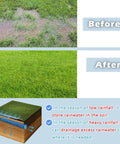 Before and after comparison of lawn using Frost-Resistant Perforated Drainage Pipe For French Drains No-Dig Solutions 60mm 80mm 110mm With 80m Lengths Ideal For Lawn, Sidewalk, And Under Driveway Flood Prevention.