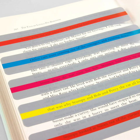 Highlight strips in assorted colors from Whisper Reading Phones and Highlight Strips Bundle, 12 Pack for Classroom Fluency Practice.