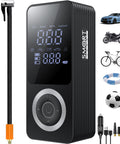 Cordless Tire Inflator With Gauge On The Go Mini Air Compressor Dual Power 12V Built In Battery Portable Bike Pump For Cars