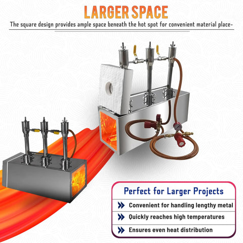 Portable Propane Forge With Triple Burners And One Side Door For Blacksmithing And Knife Making Pro Grade 2600F Rated Gas Forge