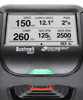 Close-up of Launch Pro Golf Launch Monitor with Ball and Club Data displaying speed, launch angle, spin, and carry metrics.