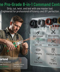 Heavy Duty 8 In 1 Wire Stripper And Voltage Tester With Beast Mode Crimping Pliers And Wire Twister in action with wire.