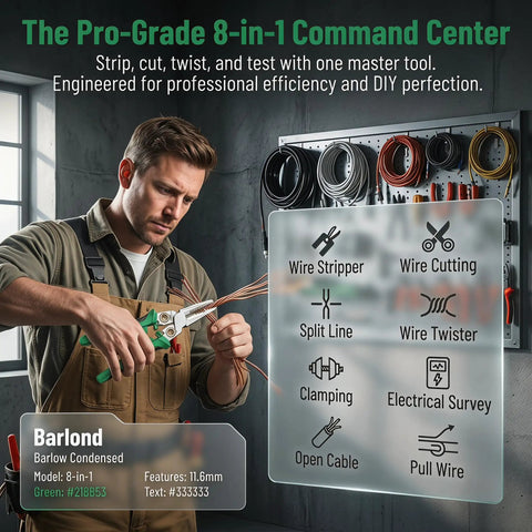 Heavy Duty 8 In 1 Wire Stripper And Voltage Tester With Beast Mode Crimping Pliers And Wire Twister in action with wire.