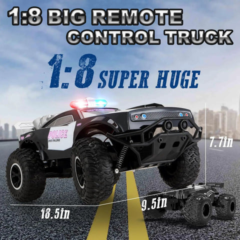 Remote Control Police Car With Lights And Sirens For Kids 1 to 8 Scale RC Cop Truck with 3 Rechargeable Batteries outdoor image