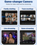 High Grade 1080P Webcam Goes Hard With Sturdy Metal Tripod And Dual Mics Deliver Zero Lag Zoom Chats And Twitch Streams For PC And Laptop Users Right Now displayed in family chat, team meeting, live streaming, and game streaming scenarios.