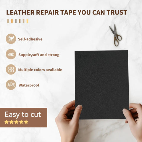 Leather Repair Tape Self Adhesive Patch Kit 16 By 80 Inches For Furniture Couches Car Seats Cabinets And Handbags Black