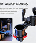 Premium Adjustable 2 In 1 Cup Holder Expander For Tesla Cybertruck Console Drink Stand with 360-degree rotation feature.