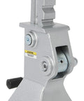 Close-up view of Beefy Aluminum Jack Stands Pair For Heavy Duty Lifts, 12,000 Pound Total Capacity, showing self-locking ratchet handle.