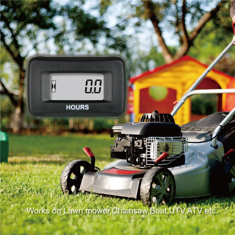 Digital AC DC Hour Meter 5V to 277V Waterproof Time Counter for Equipment and Machines Tracks Run Time to 9999.9 Hours on lawn mower
