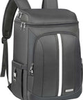 Front view of Insulated Cooler Backpack With Leakproof Double Deck Design For Work Lunches Keeps Your Grub Hot Or Cold For Up To 20 Hours Reflective Stripes Grey Great For On The Go Meals And Cold Packs