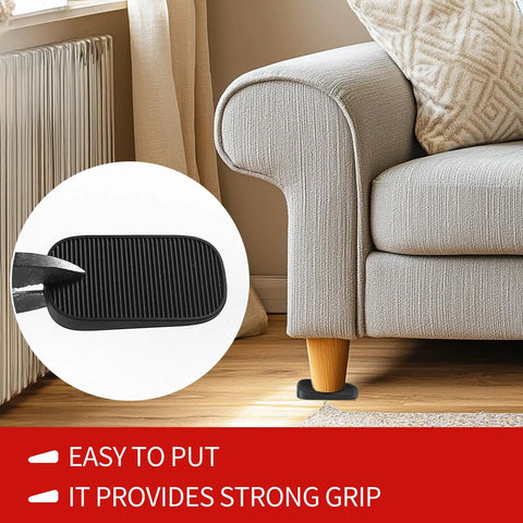 32 Piece Silicone Shims Furniture Levelers Set under sofa for stability with focus on anti-slip grip surface.