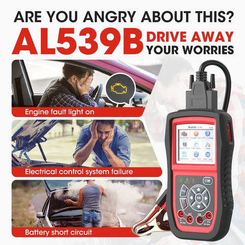 All-In-One OBD2 Scanner With Battery Tester Avometer Full OBDII Diagnosis And Starting And Charging System Tests device display
