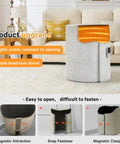 Under Desk Heater For Indoor Use Quiet Portable Space Heater with gray fabric cover displaying heating element; product upgrade features shown.