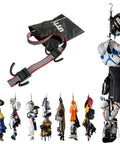 Multipurpose Portable Hanging Rack For Hockey Gear And Sports Gear Hanger With Six Adjustable Hooks Durable Vertical Drying Rack For Glove Helmet Cleats And Other Gear At Home Travel Or Outdoor Use showing sports gear hanging.
