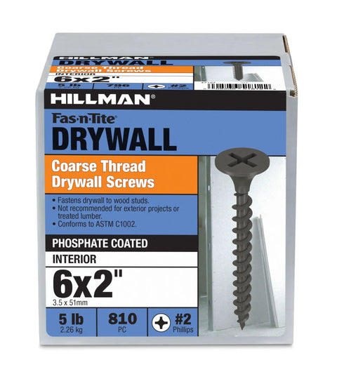Heavy Duty Drywall Screws 6X2 Inch Coarse Thread Bugle Head Black Zinc Steel Fasteners For Sheetrock And Wood Studs Hella Secure Hold Works Like A Charm 810 Pack Total in packaging.
