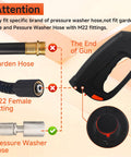 Diagram showing compatible fittings for Versatile Heavy Duty Pressure Washer Gun And Hose Kit With Replacement Extension Wand For Most Brands Built