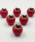 Fall Decor Harvest Apple Drawer Pulls Set Of 6 Hand Painted Resin Cabinet Knobs and Handles in apple shape on white background.