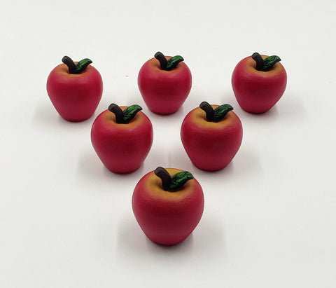 Fall Decor Harvest Apple Drawer Pulls Set Of 6 Hand Painted Resin Cabinet Knobs and Handles in apple shape on white background.