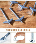 100 Pack Quarter Inch By Four Inch Toggle Bolts With Butterfly Nuts For Drywall Heavy Duty Wall Anchors on wood surface