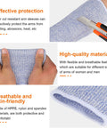 4 Pack Forearm Sleeves For Thin Skin Anti Cut Burn Resistant Covers For Cooking And Construction Work shown with scissors test