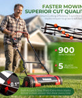 16 Inch Cordless Electric Reel Lawn Mower With Dual 36Wh Batteries For Long Run Time Up To 30 Minutes Of Mowing On Small To Medium Lawns Quiet Eco Friendly Yard Work No Fuss Easy Start, man mowing grass