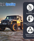 Jeep Wrangler JK equipped with heavy-duty tires showcasing wear, temperature, and deformation resistance features.