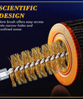 Close-up of brass brush from 12 Piece Bore Brush Set For Drill With Stainless Steel And Brass Brushes, One Quarter Inch Hex Shanks