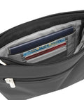 Open view of Anti-Theft Classic Mini Shoulder Bag With 5-Point Security System, showing card slots and secure zippered compartments.