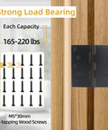 5 Inch by 5 Inch Heavy Duty Door Hinges That Hold Up to 220 Lbs with 20 Screws, Square Corner Design, Rugged Steel Construction for Interior and Exterior Doors, Easy Install, Smooth Operation, Maximum Bearing Strength, black hinge on wood door