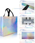 Poppin Glossy Iridescent Gift Bags Set Of 15 Reusable Goodie Bags With Handles And Sturdy Bases For Christmas Birthday Wedding Holiday Party