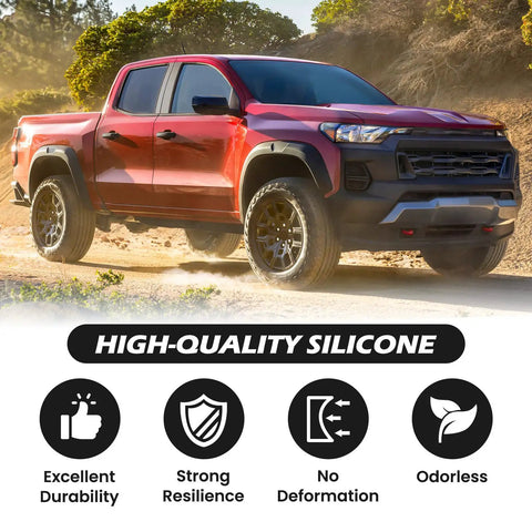 Tow Hook Covers For Chevy Colorado And GMC Canyon, Red Front Bumper Hitch Cover, truck driving off-road