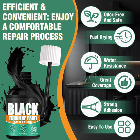 Black Touch Up Paint Pen For Multi Surface Repairs Odorless 1.69 Fl Oz Semi Gloss Finish with features description