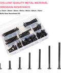 Black M6 Allen Bolts Kit 100 Pcs Socket Cap Screws And Rivet Cap Nuts in plastic box, different lengths visible