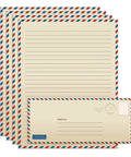Vintage Airmail Stationery Set With Envelopes, 100-Piece Letter Size 8.5x11, Double-Sided Lined Paper, 50 Sheets And 50 Matching Envelopes