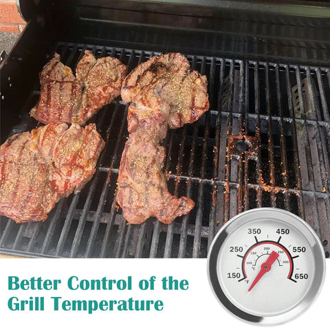 1.8 Inch Lid Temperature Gauge For Grills Replacement Parts No Fuss Install Grill Thermometer For Advantage And Tru Infrared Performance Series Heat Indicator Compatible With G4328L00W1 on grill with steaks
