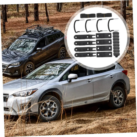Rooftop Cargo Carrier Bolt Mounting Fitting And Roof Rack Clamps For Roof Box on cars in forest setting