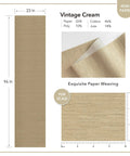 Natural Woven Grasscloth Textured Wallpaper Roll For Bedroom And Living Room Decor Faux Grass Cloth Look With Rich Vintage Cream Finish 23 W X 96 L Non Pasted Paper Easy DIY Accent Wall Dope Texture, size and material details.